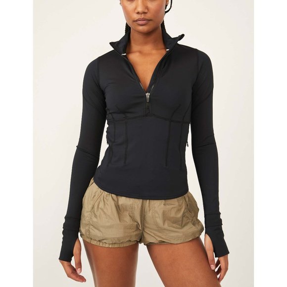 Free People Tops - NWT FP Movement Run The Course Half Zip Layer / Black